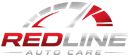 Redline Auto Care logo with red and gray stylized gauge design