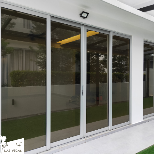 Commercial storefront with safety and security film installed.