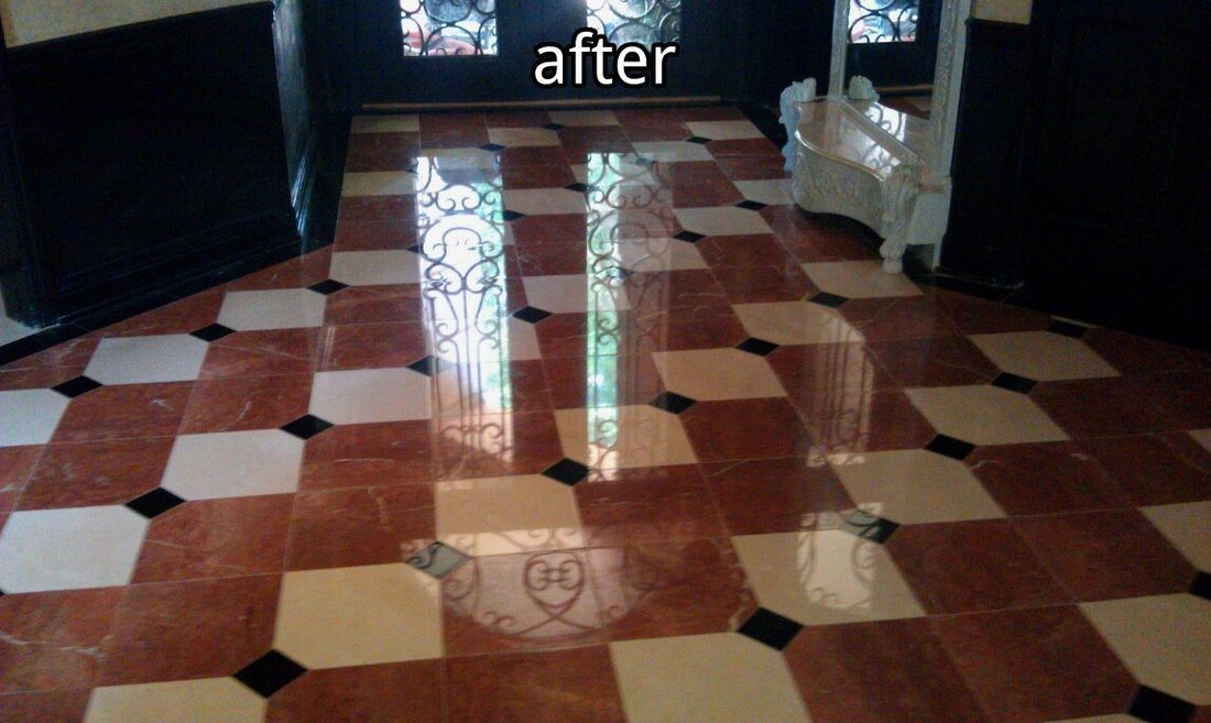 Marble floor with ornate circular inlaid design