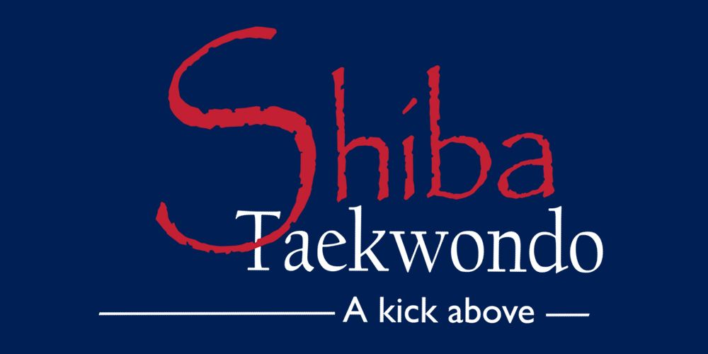 Logo for Shiba Taekwondo. Dark blue background with red