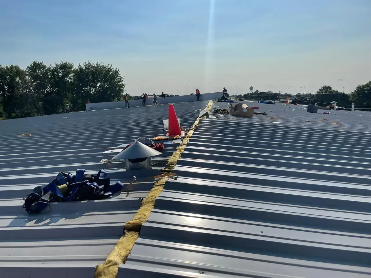 A Roof with A Yellow Safety Line on It | Fayetteville, NC | Danny Odom Roofing
