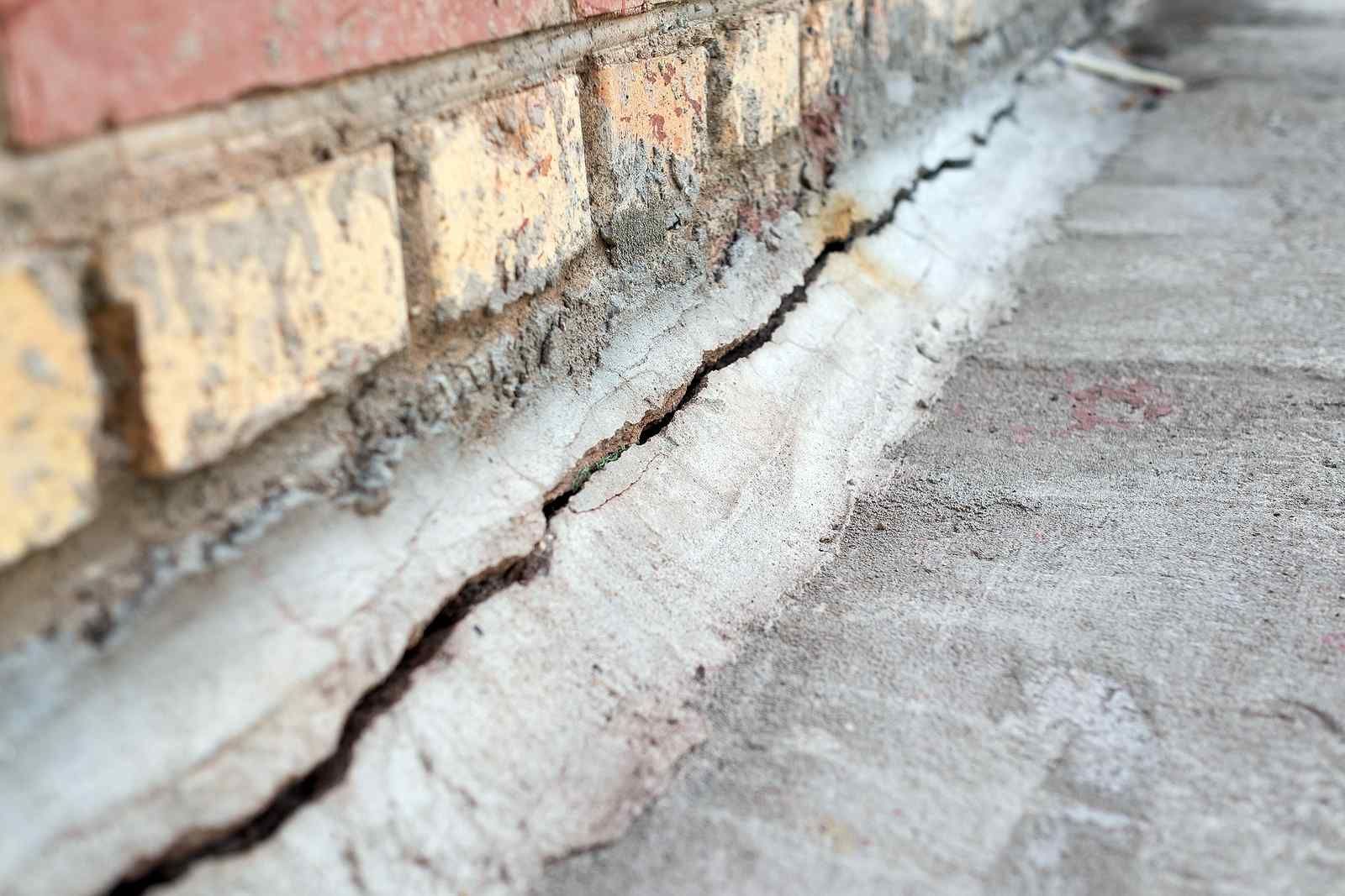 Cracked Concrete House Foundation That Is Uneven