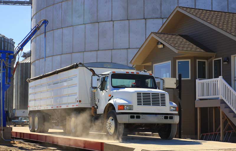 semi truck on weighing equipment