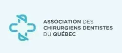 Logo for Association des Chirurgiens Dentistes du Québec: blue cross symbol with text.