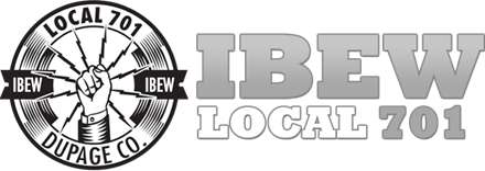 A black and white logo for ibew local 201
