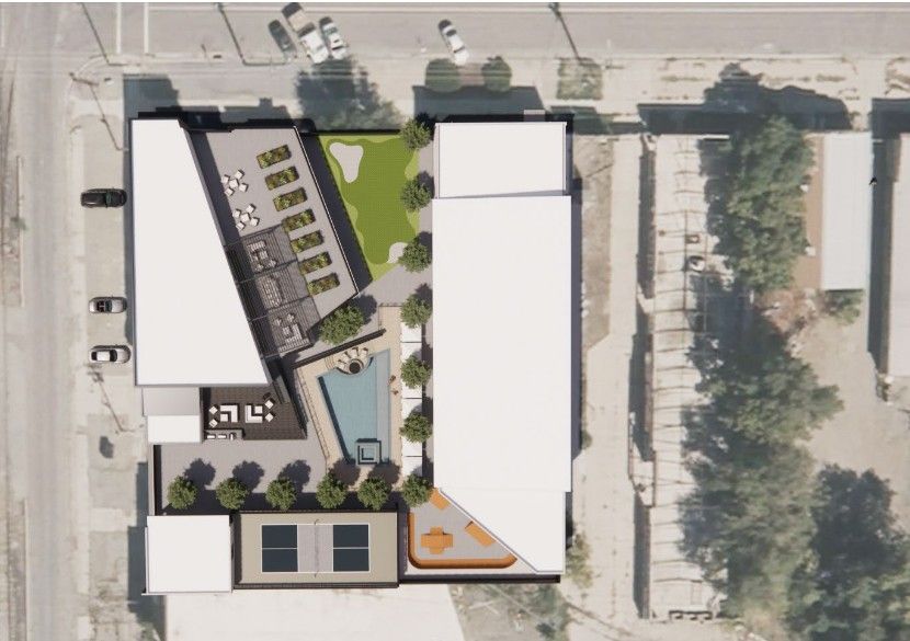 Digital rendering of a birdseye view of the SLC Club.
