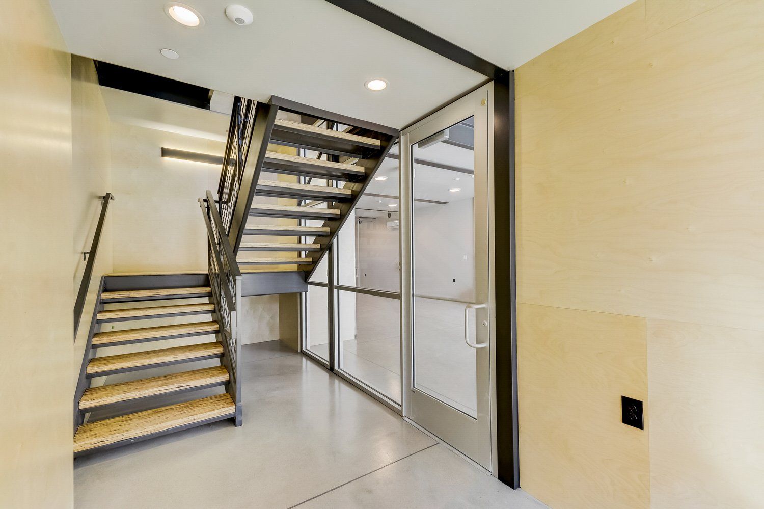 View of modern stairwell with clean windows