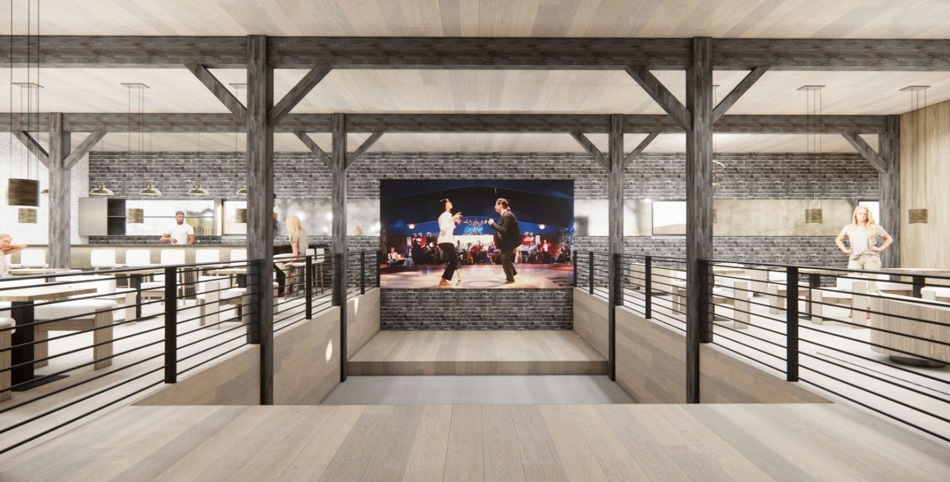 Digital rendering of the big screen tv inside the SLC Club