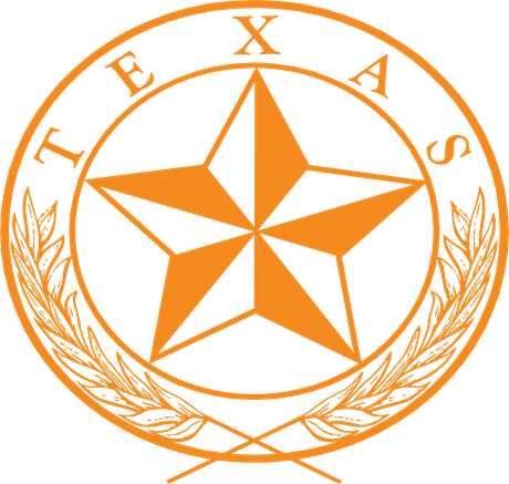 Texas state seal with a star and text 