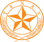 Texas state seal: gold star within a circle, 