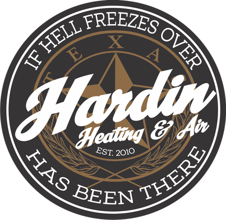 Round logo for Hardin Heating & Air, Texas. 