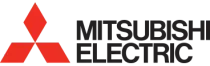 Mitsubishi Electric logo with three red diamonds and company name.