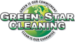 Green Star Cleaning logo in green and black with circular slogan, &ldquo;Green is our commitment, clean is our guarantee.&rdquo;