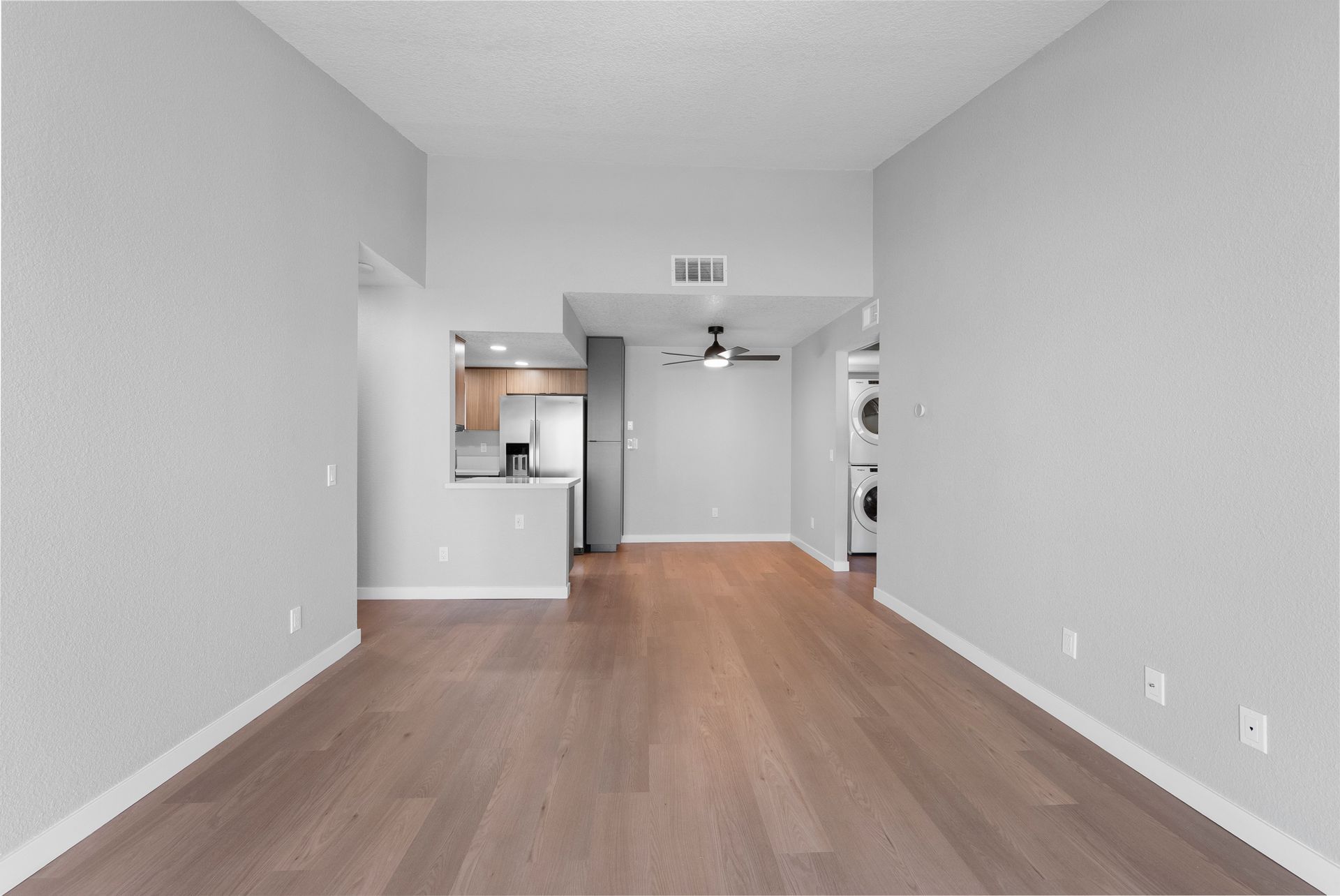 living room with view of kitchen