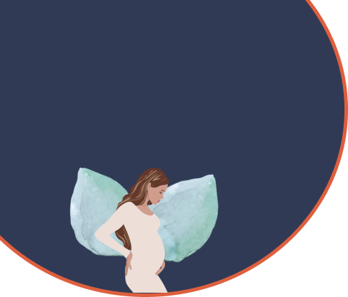 An illustration of a pregnant woman with angel wings