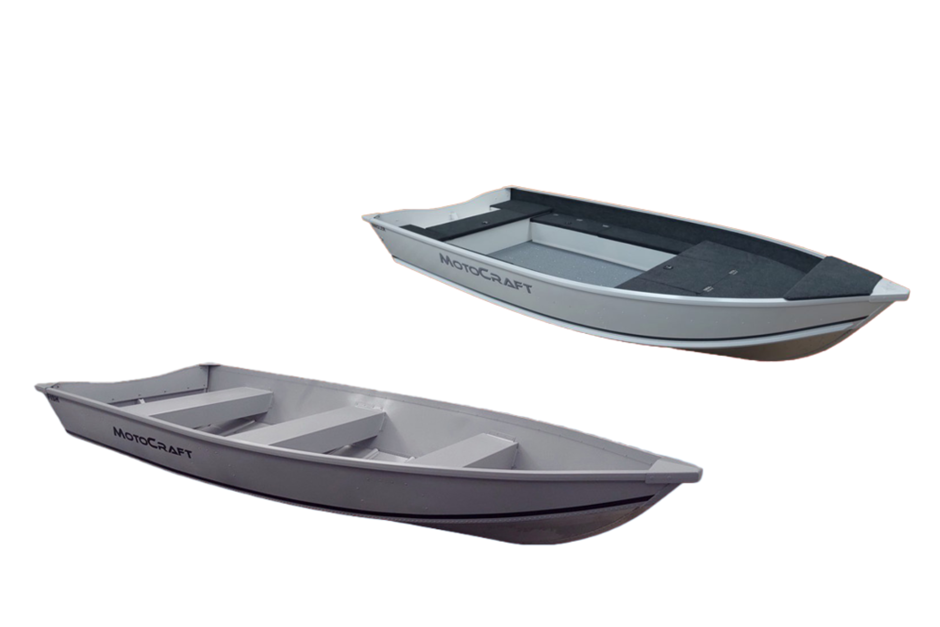 Twee boten liggen naast elkaar op een witte achtergrond.