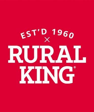 The rural king logo is on a red background