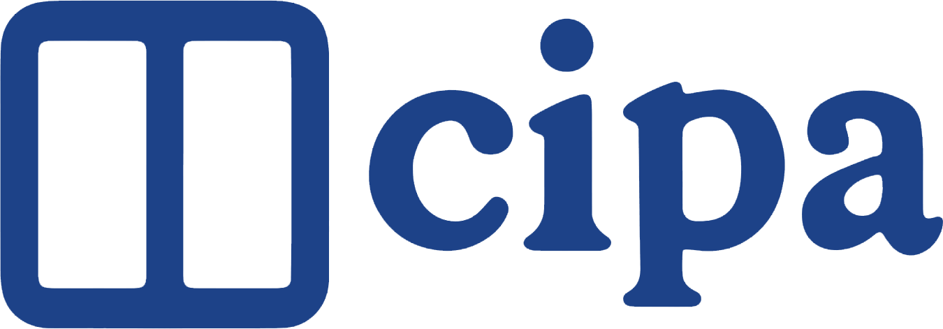 Logo blu con un quadrato contenente due rettangoli bianchi verticali accanto alla scritta 