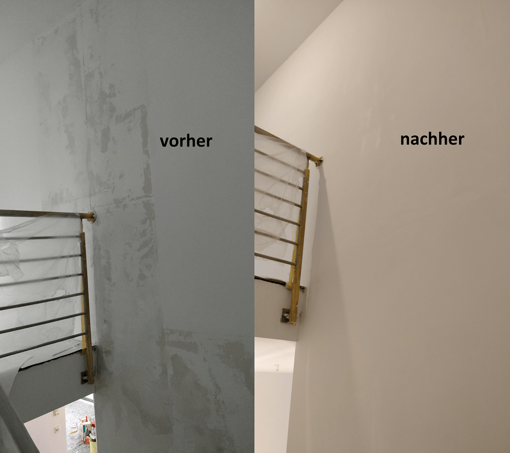 Renovieren Treppenhaus 1 vorher & nachher