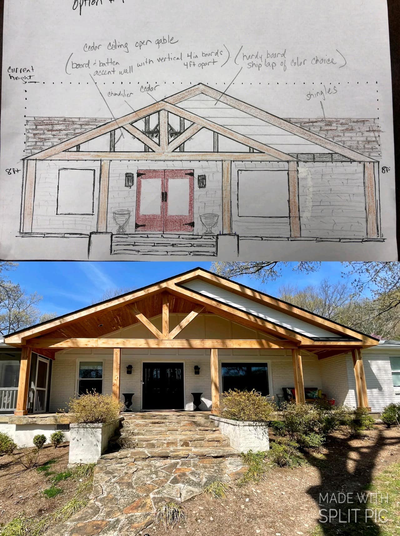 Front Porch Blueprint And After Redesign Result — Hermitage, TN — Davet Roofing, Inc.