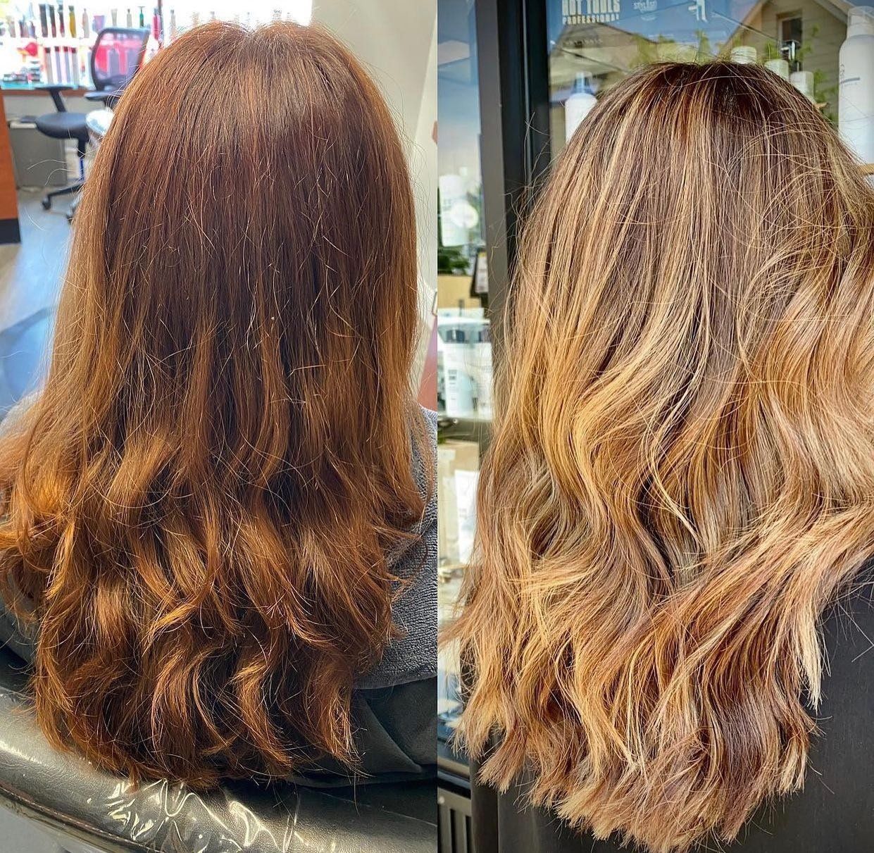 Hair before and after photo, Salon Envy,  hair salon in Highland Park, NJ near New Brunswick and Edison.