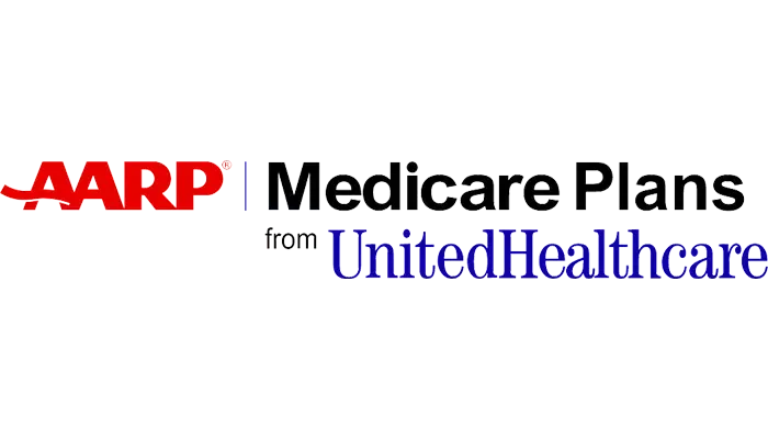 AARP Medicare Plans from UnitedHealthcare logo: red AARP logo and text on white background.