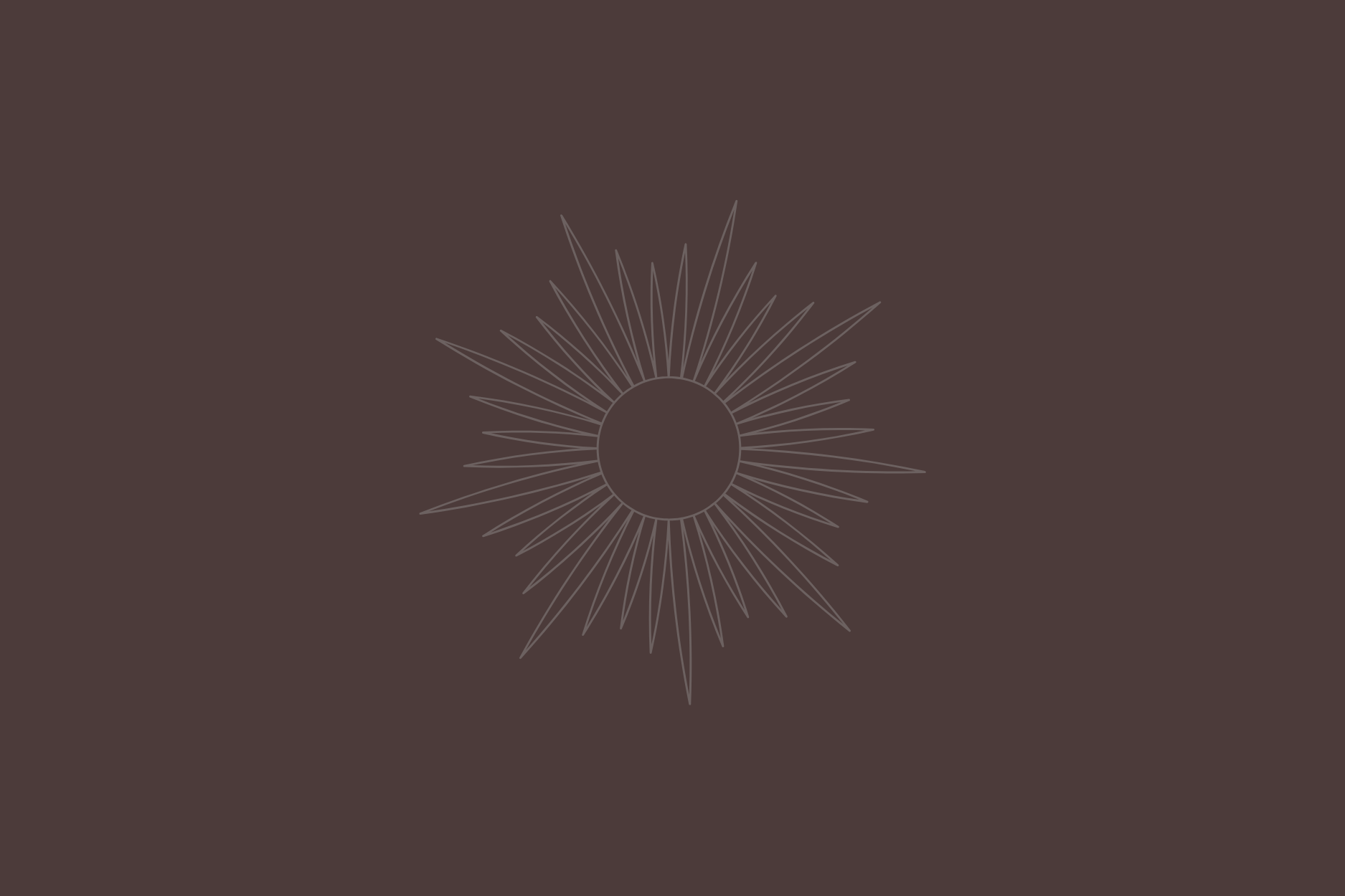 Beige radial design on a dark brown background.