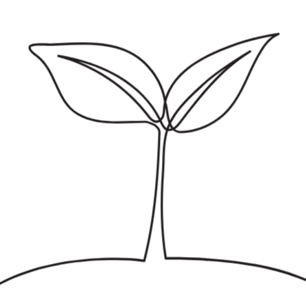 Sprout growing from the earth, represented by a single black line.