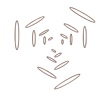 Brown oval shapes arranged in a face-like configuration on a white background.