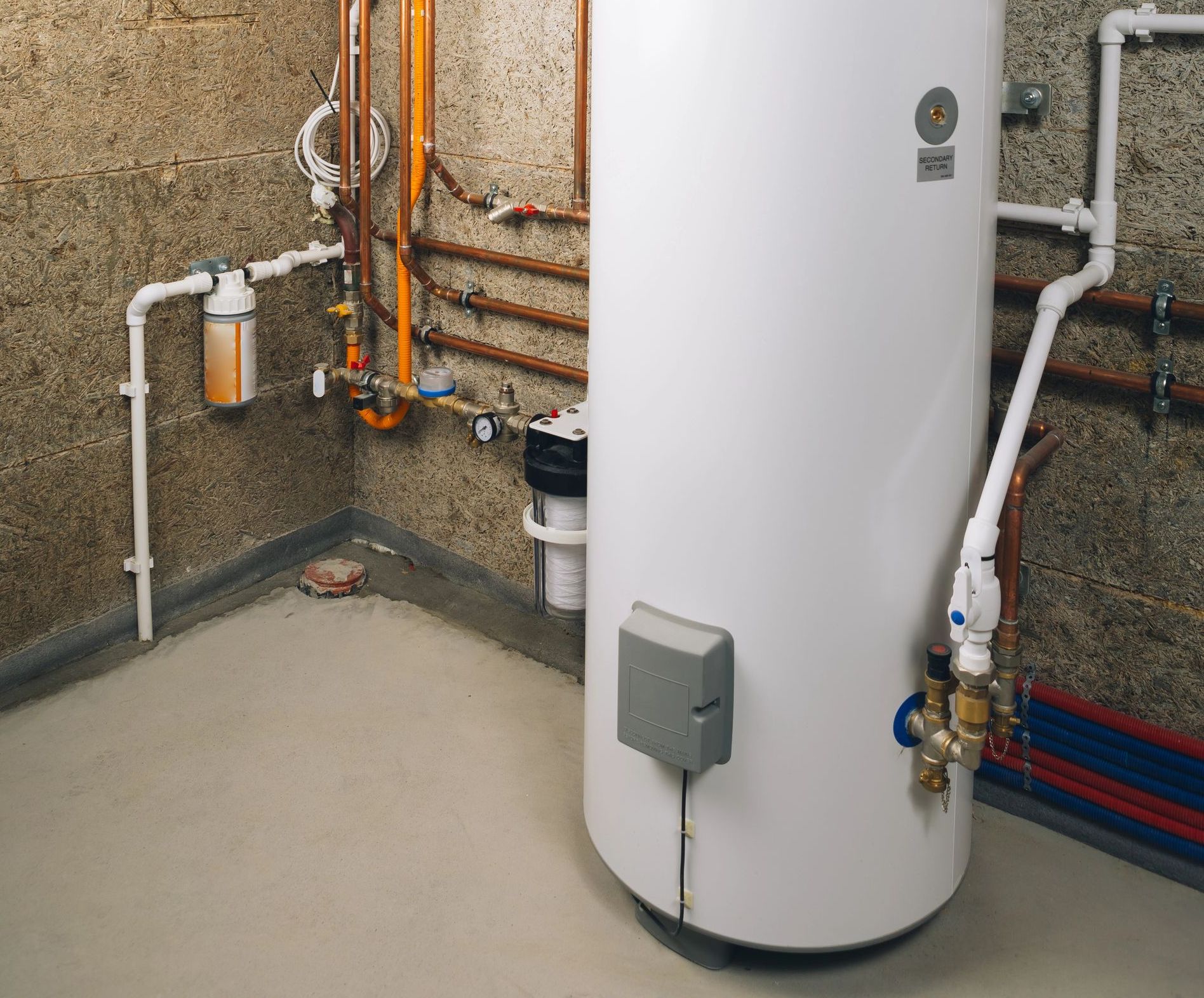 conventional water heater in basement 