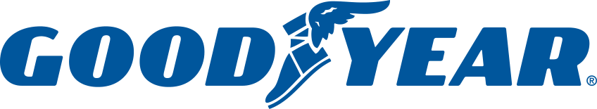 Goodyear logo featuring blue text and winged foot graphic.