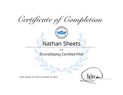 A certificate of completion for a drone deploy certified pilot