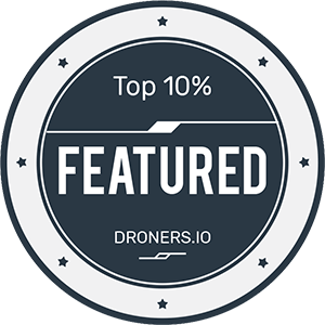 A badge that says top 10 % featured drones.io