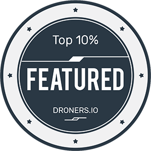 A badge that says top 10 % featured drones.io