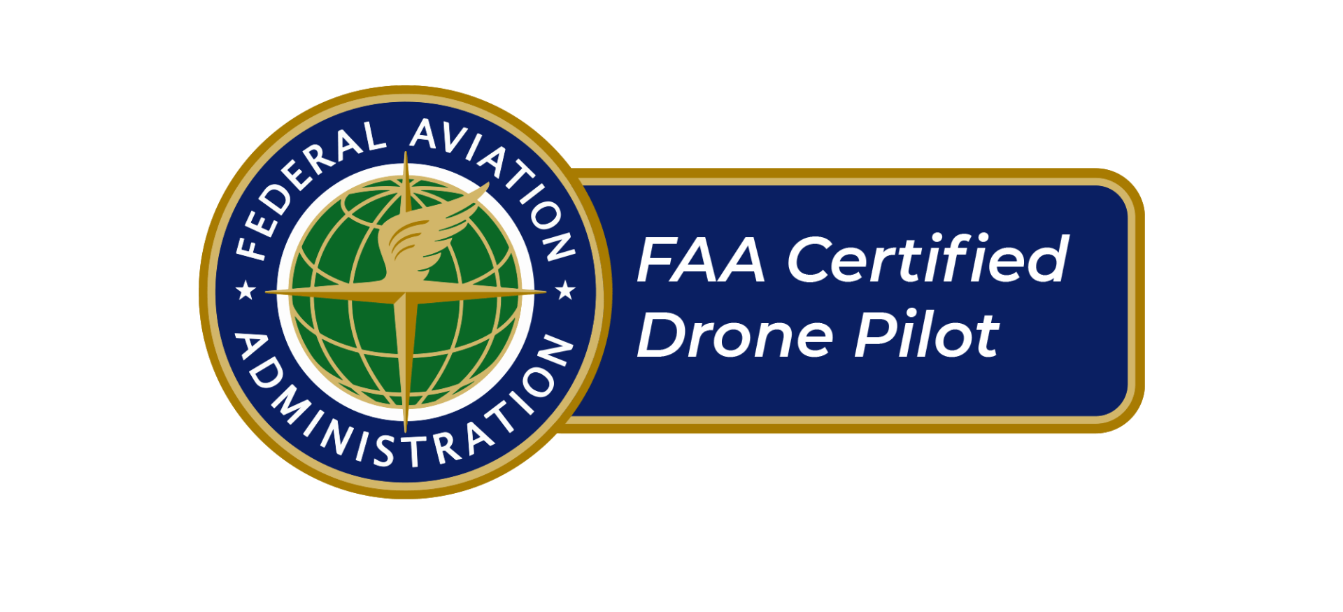 A federal aviation administration certified drone pilot logo