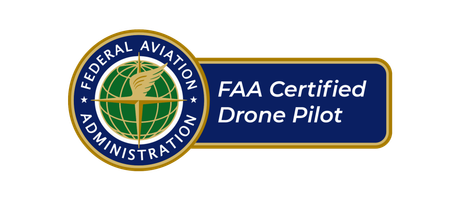 A federal aviation administration certified drone pilot logo