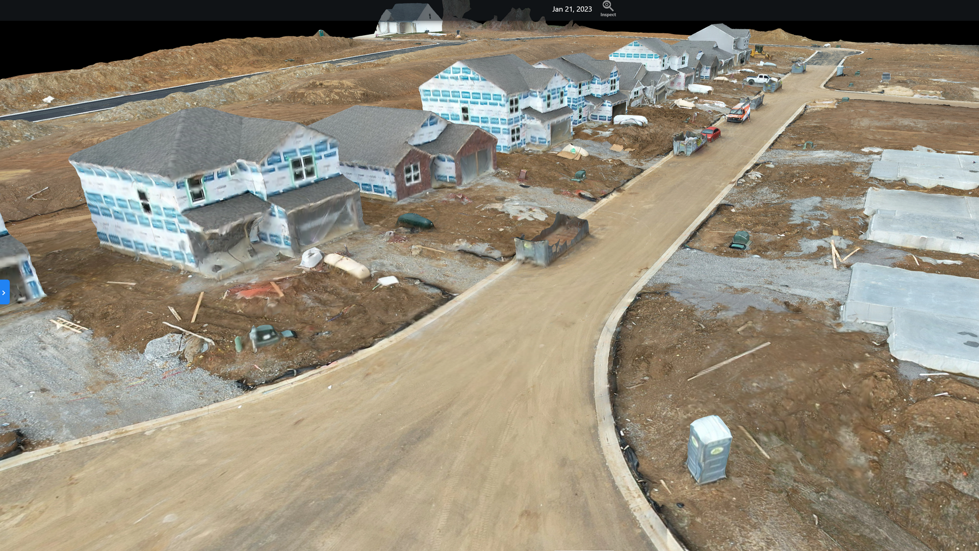An aerial view of a residential neighborhood under construction