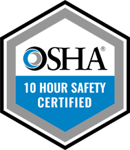 The osha logo is a 10 hour safety certified logo.