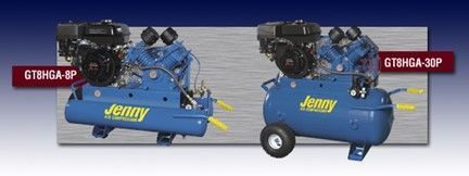 Two jenny air compressors are shown side by side