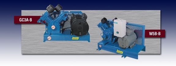 Two blue compressors with the letters gcia 8 and wsb 8 on them