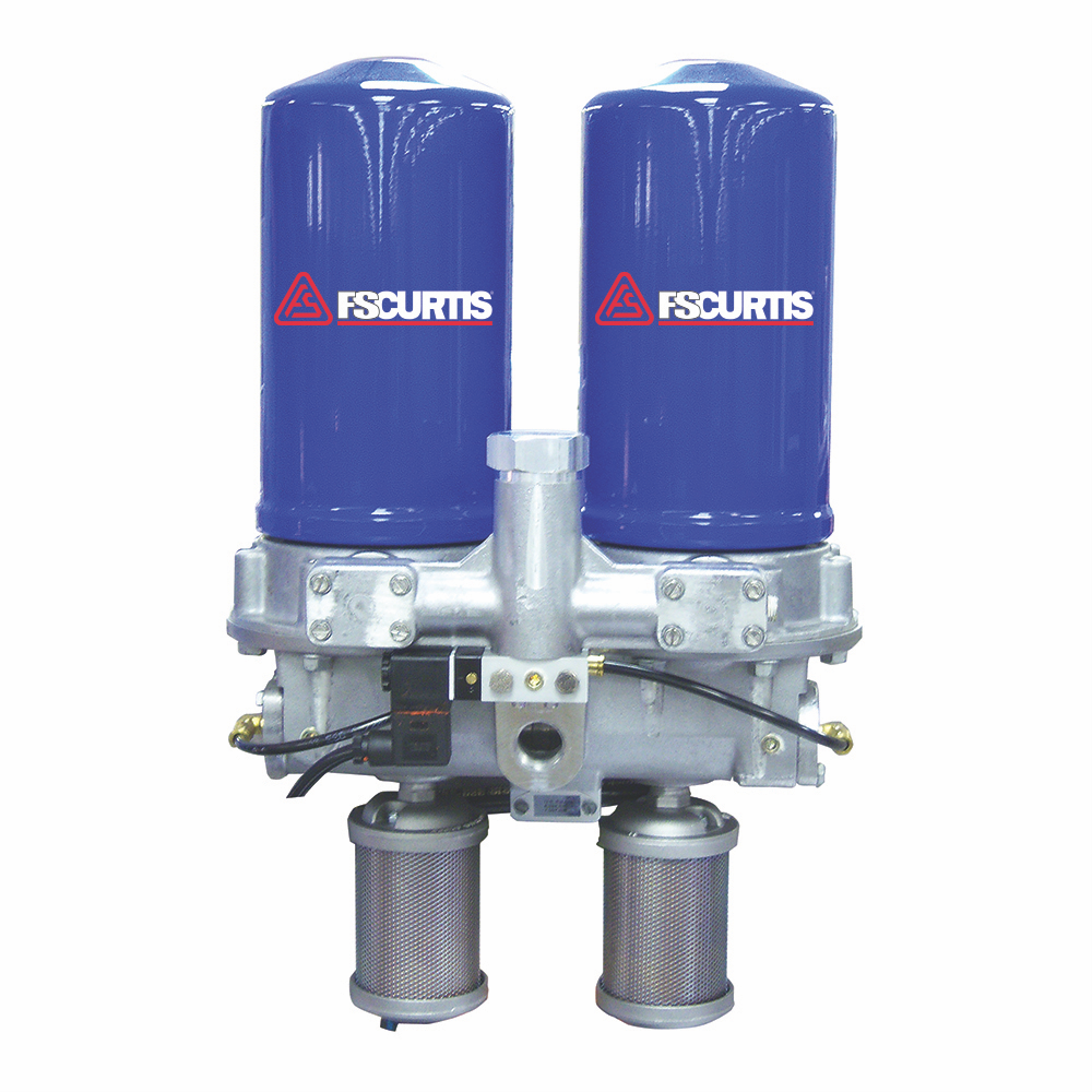 It looks like a water pump with two blue tanks attached to it. It looks like a water pump with two blue tanks attached to it.