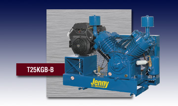 A blue jenny air compressor with a motor