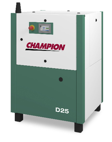 A champion d25 air compressor is sitting on a white surface.