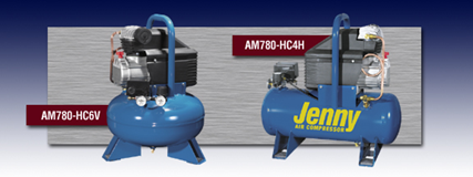 Two jenny air compressors are displayed side by side