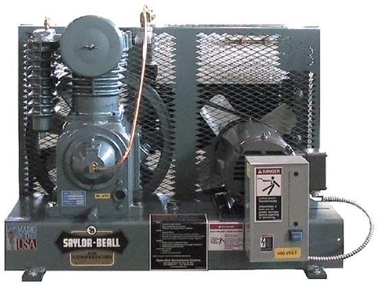 A taylor-bell air compressor with a fan attached to it