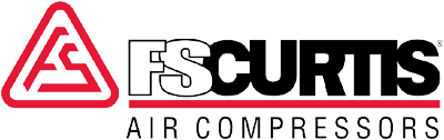 A red and black logo for escort 's air compressors