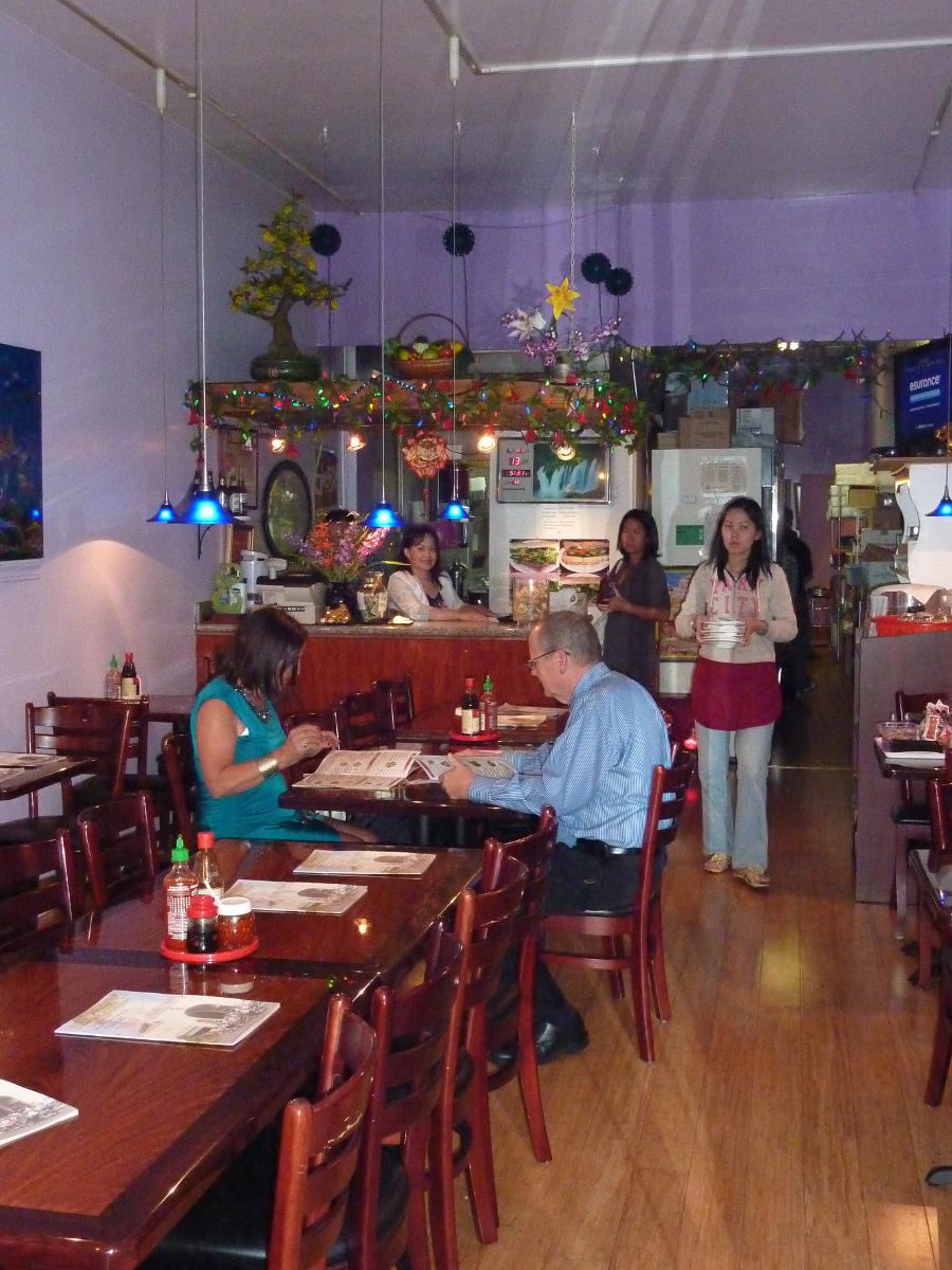 restaurant with people at tables