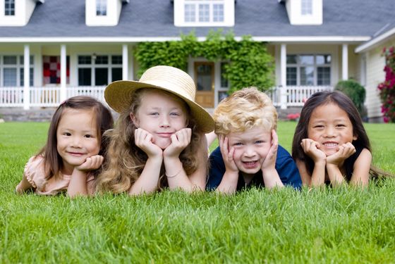 Children Laying in Front Lawn — Mansfield, TX — Organic Pest Services
