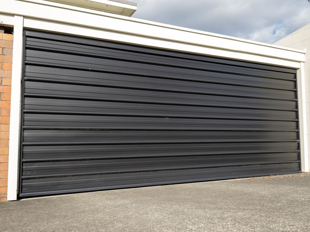 Wide Black Metal Garage Door