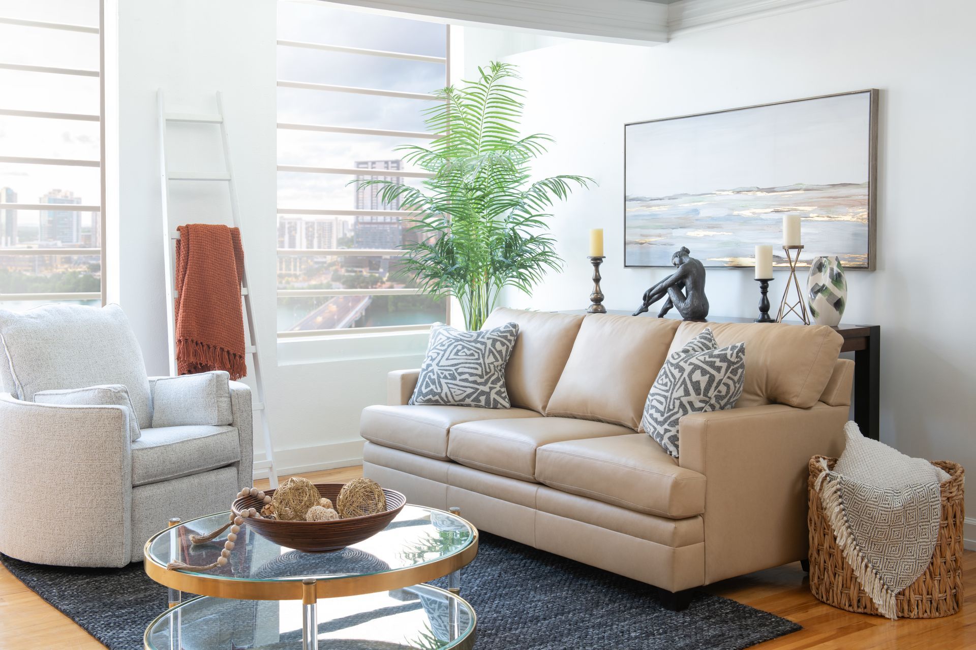 Drew beige leather couch from JP Home 2